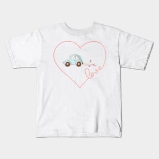 Just married car Honeymoon Couple Matching Gift Kids T-Shirt